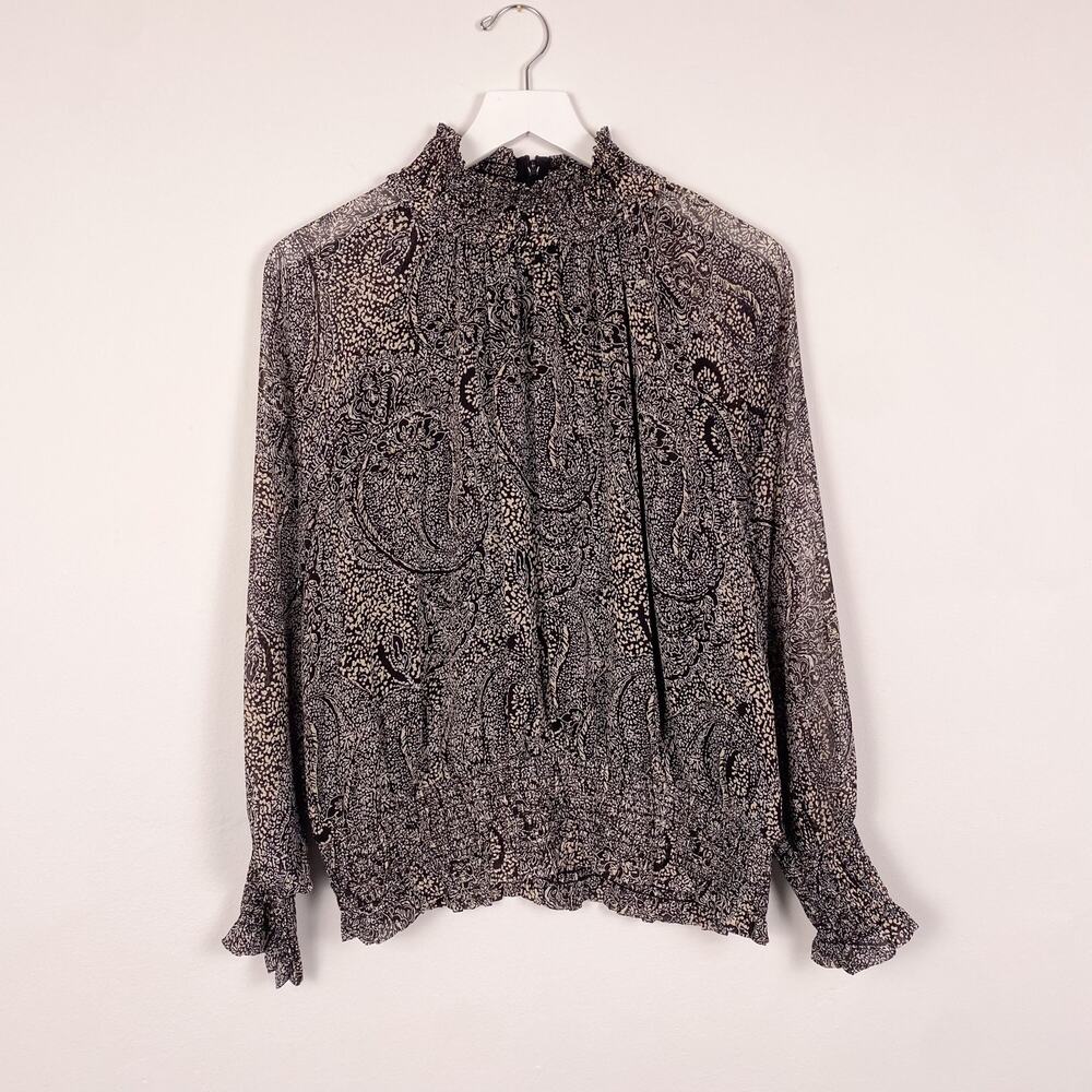 Tommy Hilfiger Paisley Print Smocked Blouse Medium - Picture 2 of 8